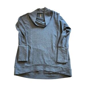 Lucy Heathered Gray Cowl Neck Tunic Pullover with Pocket, Size M